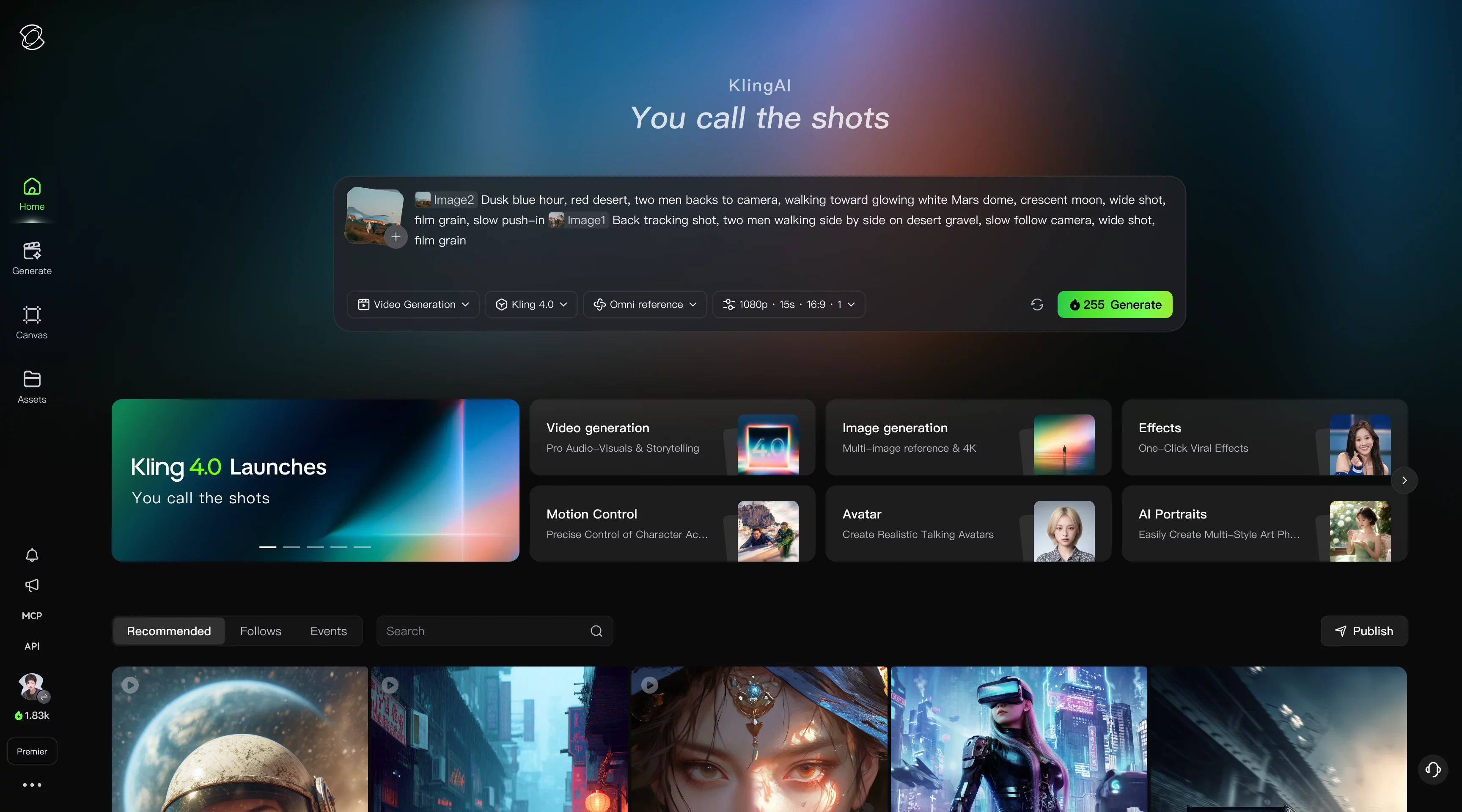 Kling 4.0 Workspace